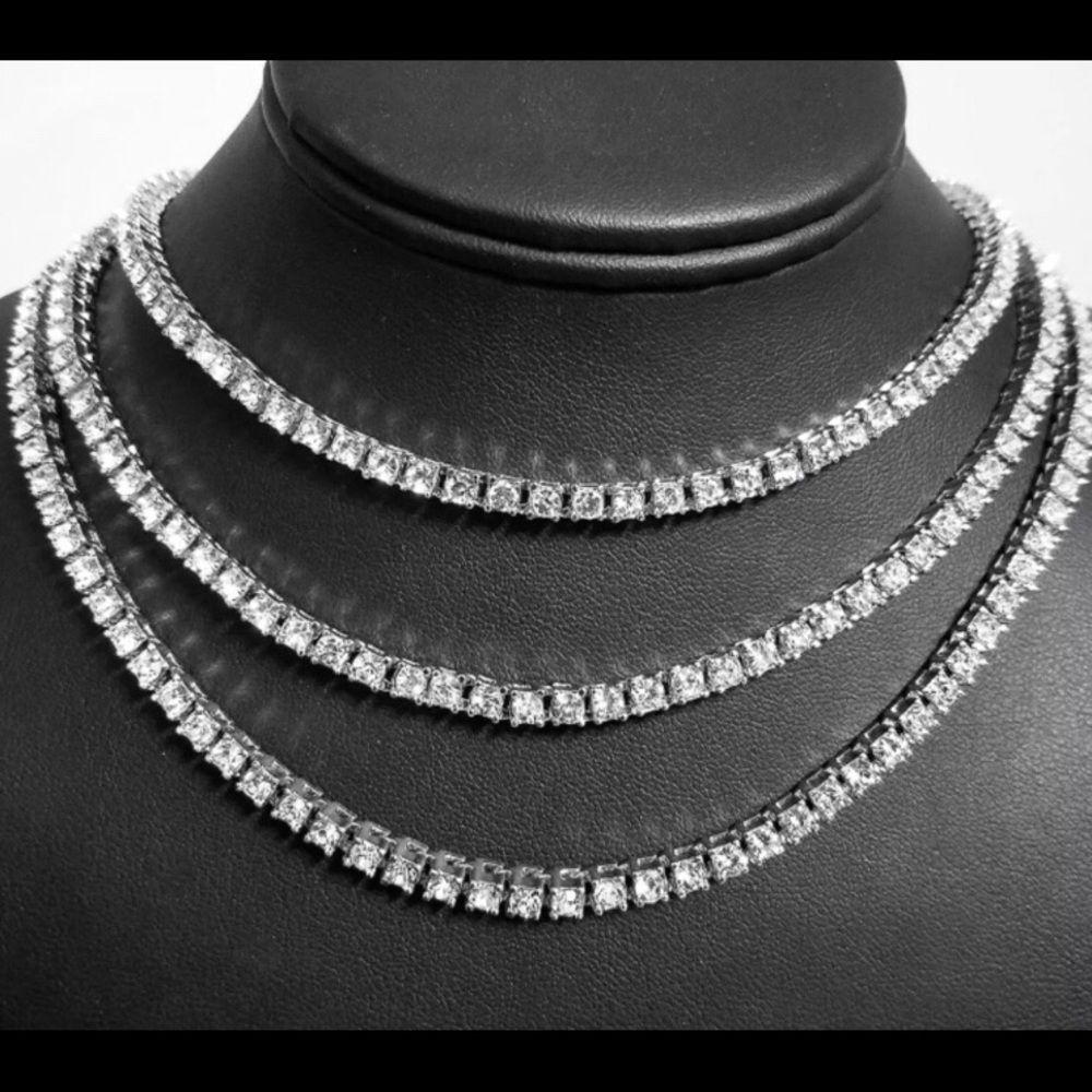 18k white gold ICED OUT tennis chain